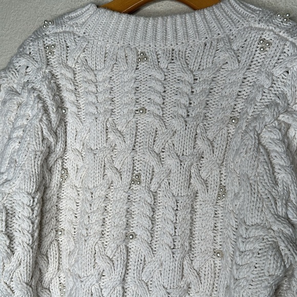 Zara CABLE KNIT CROP PEARL SWEATER size Large - Picture 15 of 15